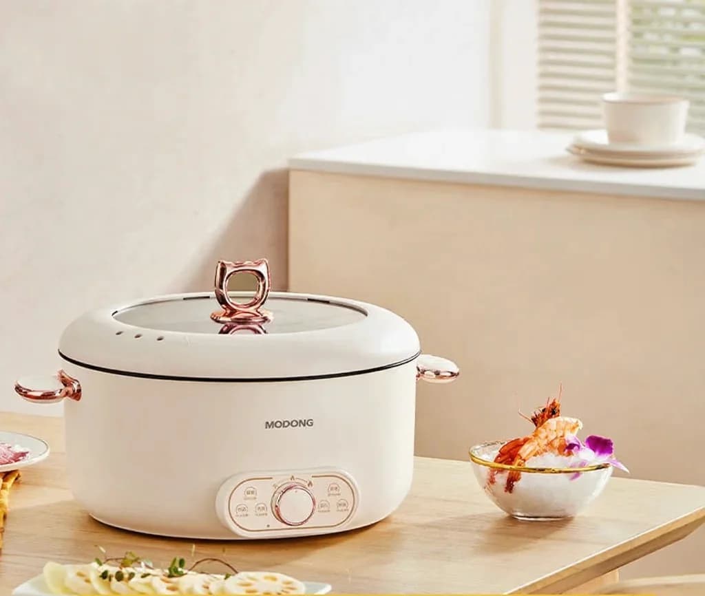 Panela Elétrica de 6L com Cesta para Cozinhar no Vapor, Antiaderente