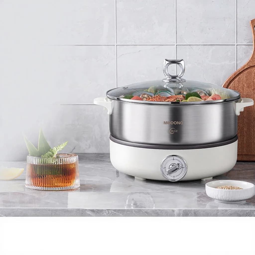 Panela Elétrica Dividida com Revestimento Interno em Aço Inoxidável 1500W