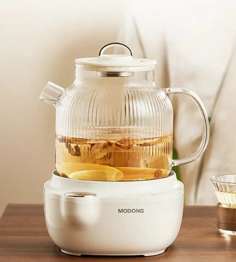 Panela de vidro elétrica para saúde com controle de temperatura e vaporizador de chá