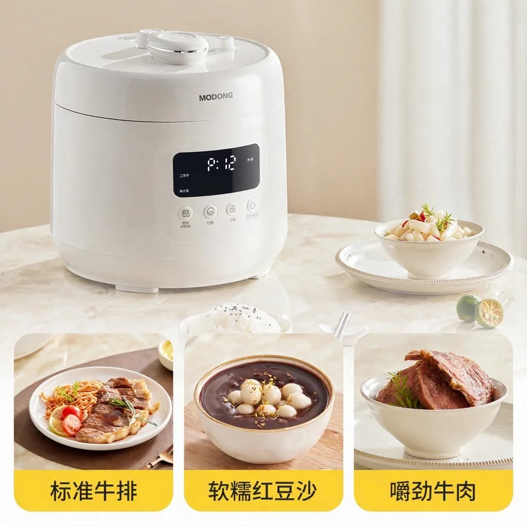 Panela de Pressão Elétrica 4L com Revestimento Cerâmico, 800W, Controle por Toque