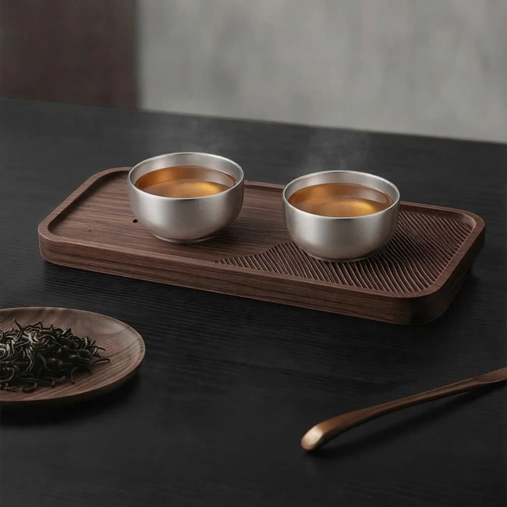Conjunto de Xícaras de Chá Kung Fu de Titânio Puro, Xícara Dupla 55ml