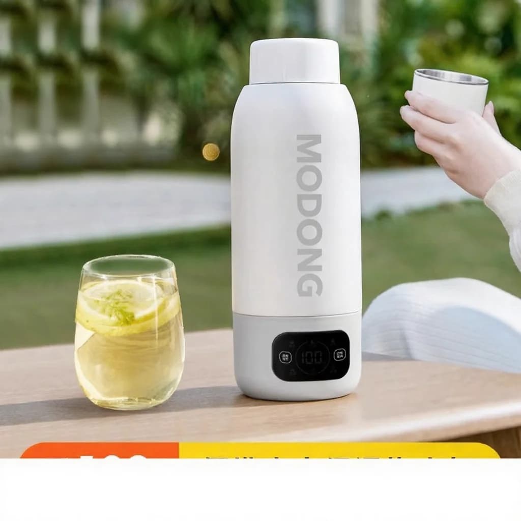 Copo Fervedor Elétrico Portátil para Viagem 600ml, Revestimento Interno em Aço Inoxidável 316
