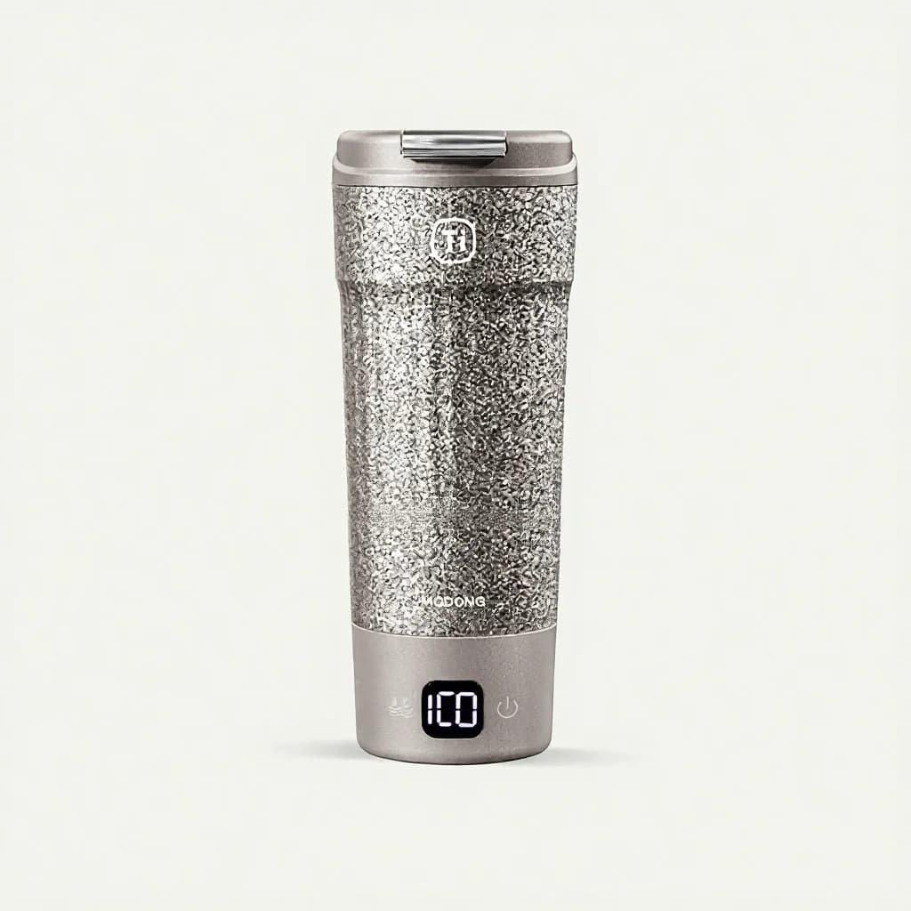 Copo Térmico Portátil de Titânio com Aquecimento Elétrico 400ml e Visor de Temperatura