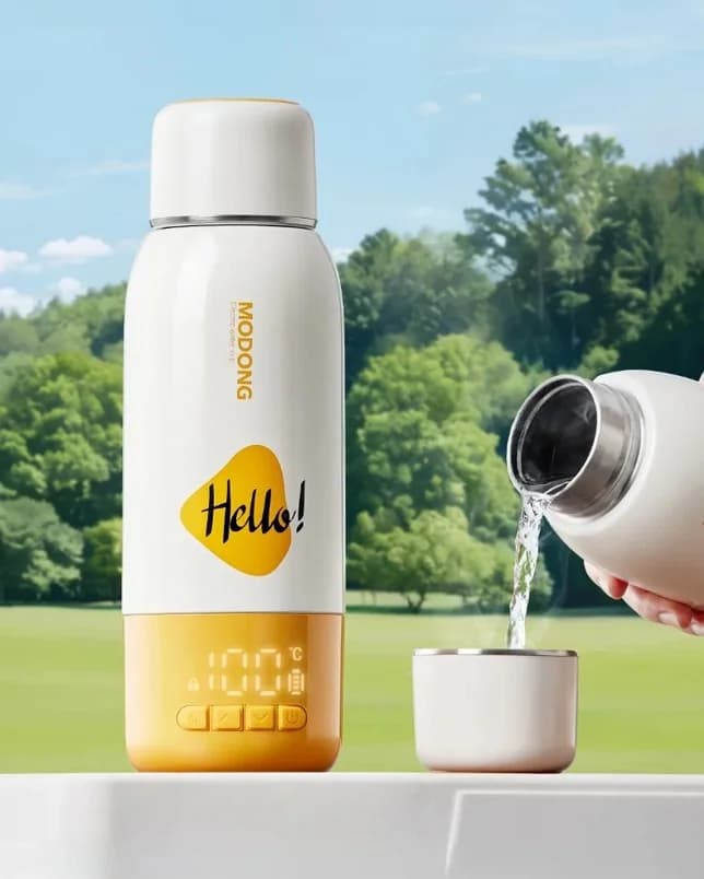 Copo Elétrico Portátil de Viagem para Aquecer Água com Tampa para Fórmula Infantil