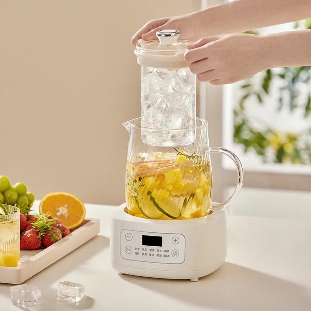 Panela Elétrica de Vidro 1-1,5 L com Controle por Toque para Chá