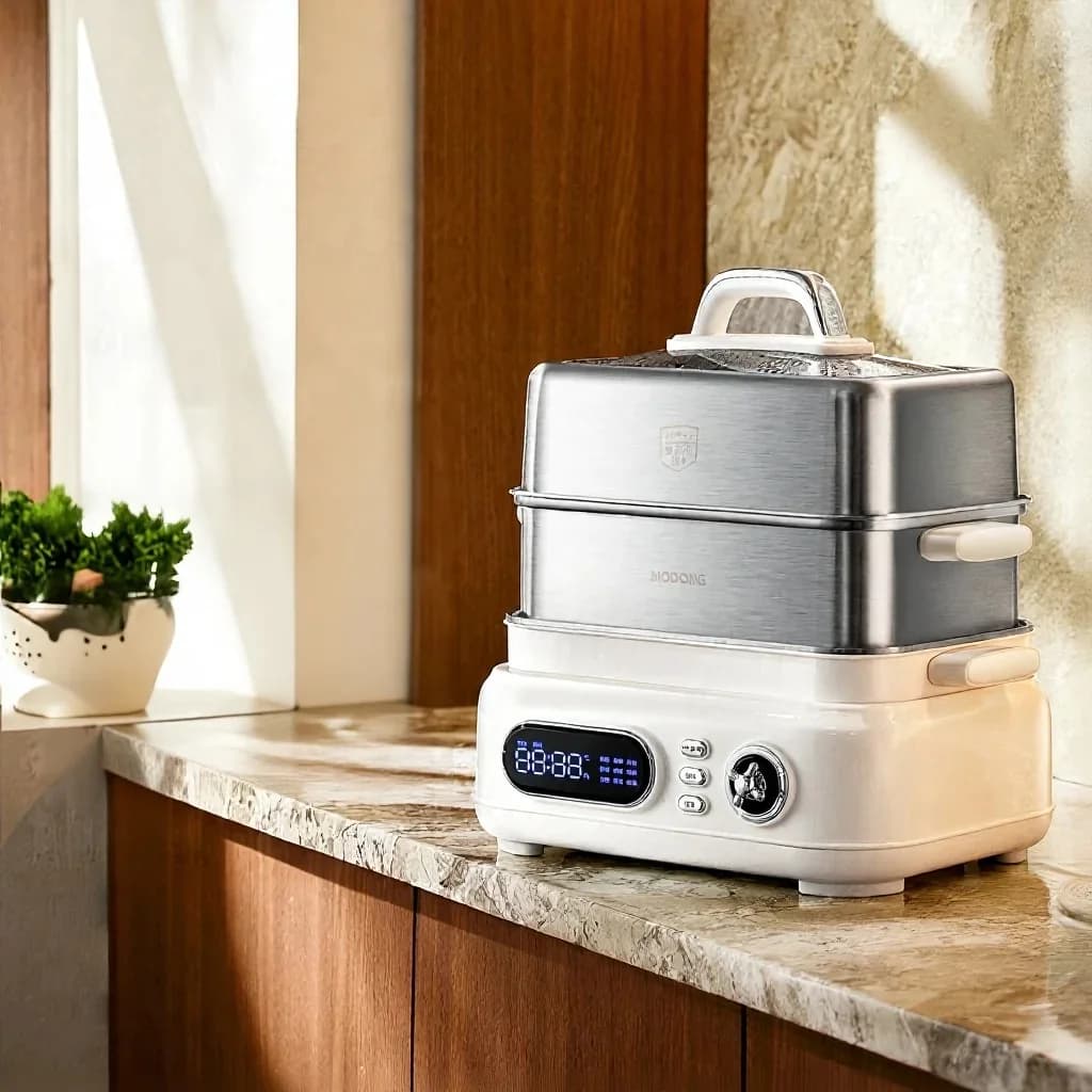 Panela Elétrica de Aço Inoxidável para Cozimento a Vapor 18L 24L Camada Dupla ou Tripla