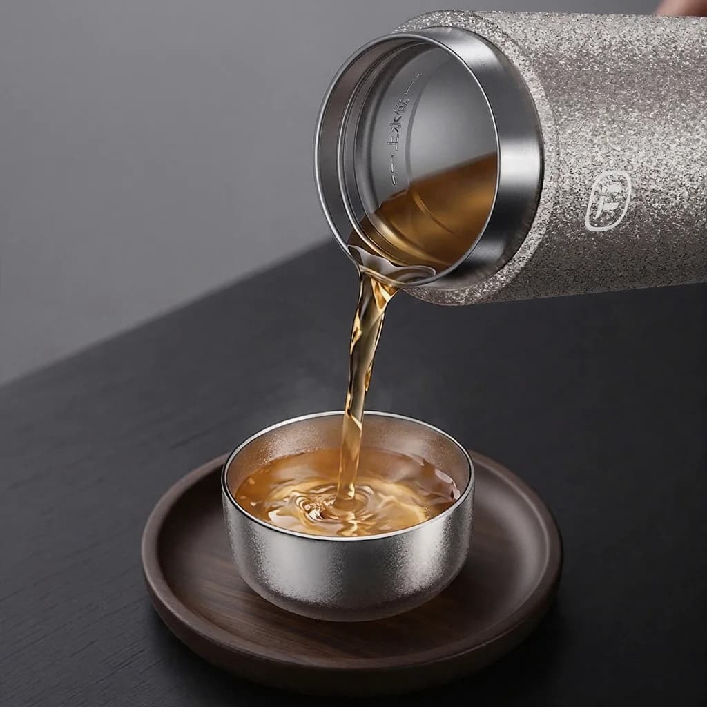 Conjunto de Xícaras de Chá Kung Fu de Titânio Puro, Xícara Dupla 55ml