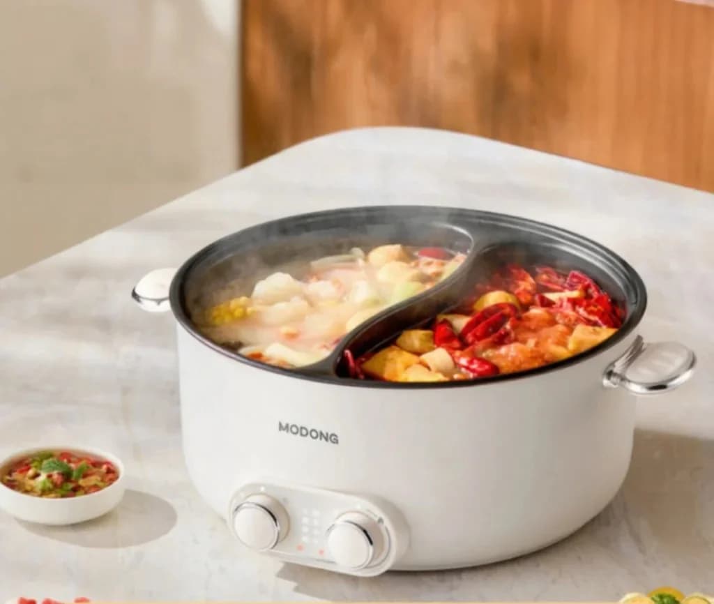 Panela elétrica hot pot 6L com duas zonas e controle independente de temperatura