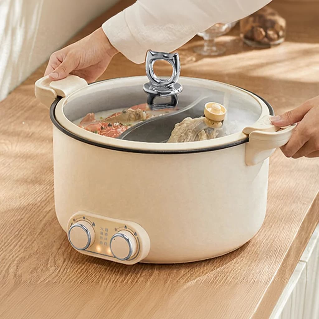 Panela Elétrica de Dois Zonas 6L 7L 8L com Controle por Toque