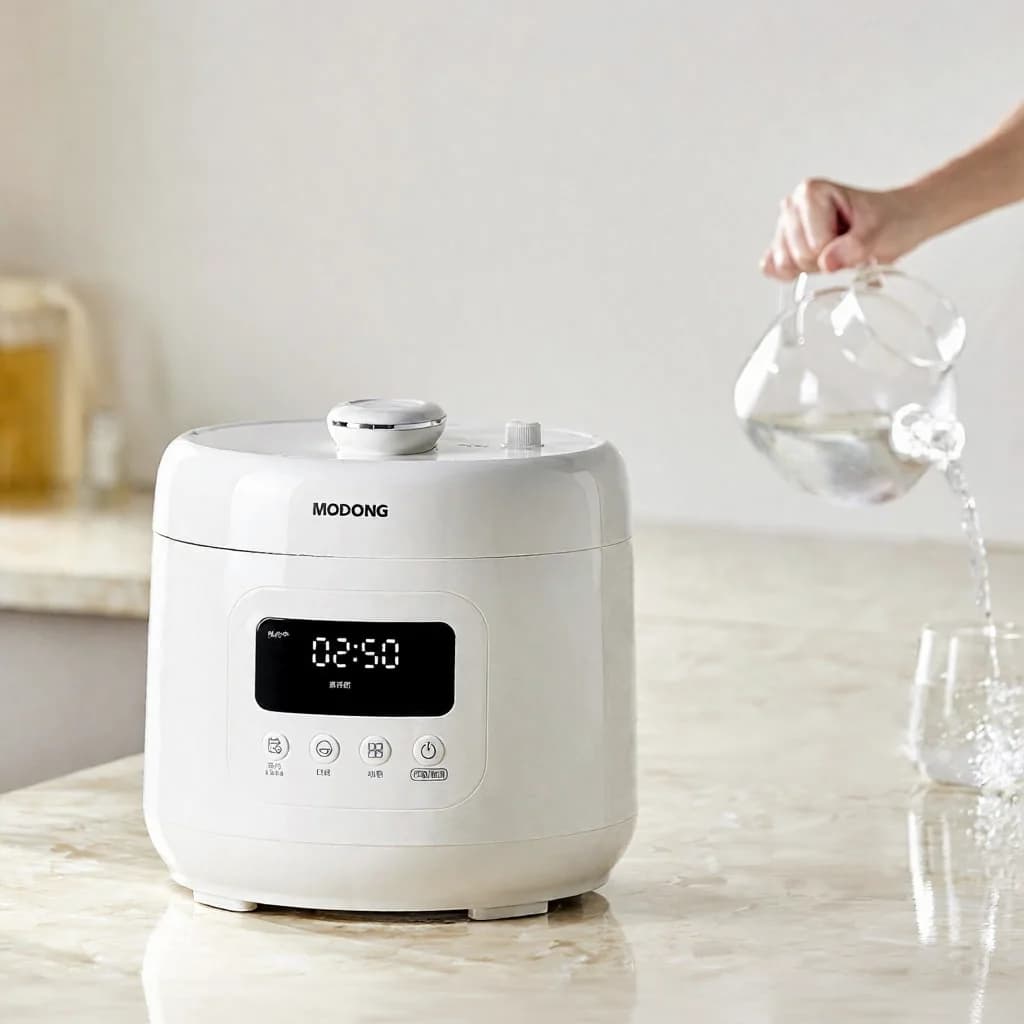 Panela de Pressão Elétrica 4L com Revestimento Cerâmico, 800W, Controle por Toque