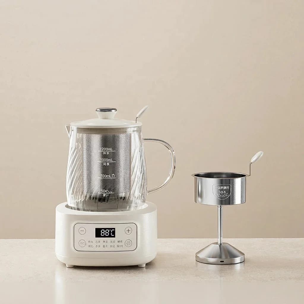 Panela elétrica de vidro 1.2L com controle de temperatura