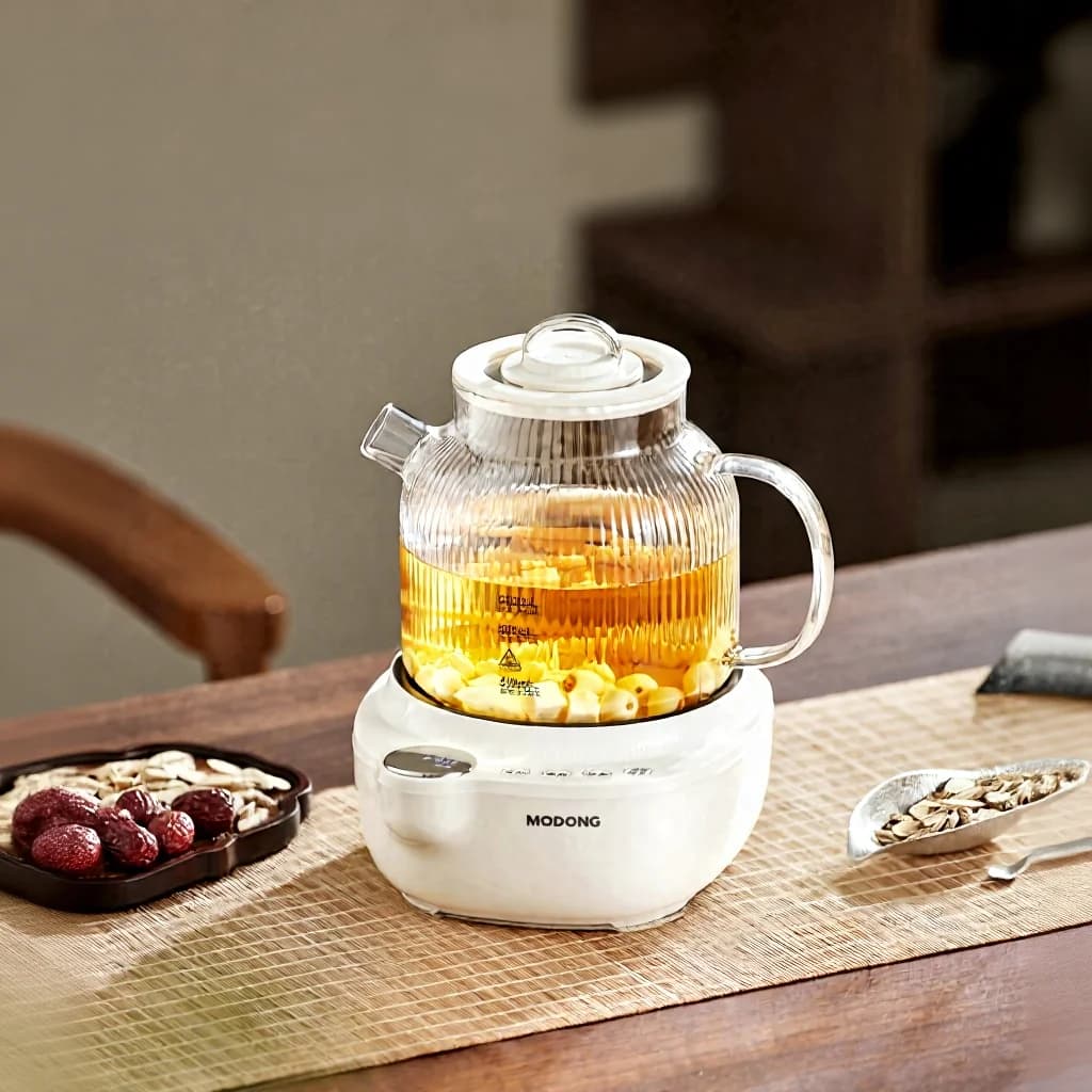 Panela Elétrica de Vidro com Controle de Temperatura e Cozedor a Vapor para Chá