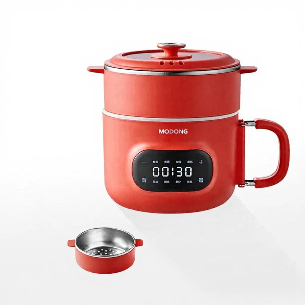 Panela elétrica mini 2L com revestimento cerâmico antiaderente e vaporizador