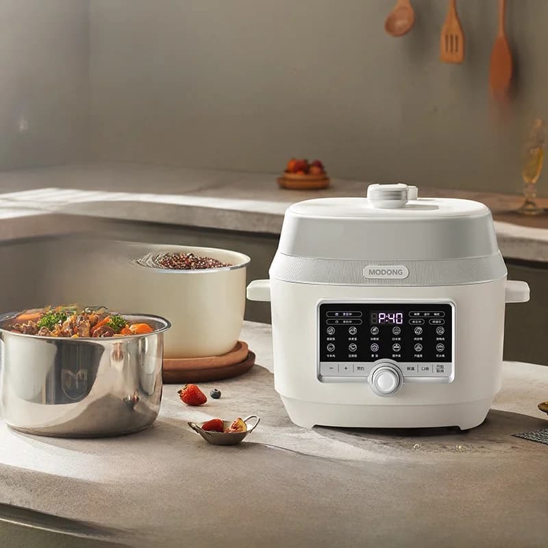 Panela de Pressão Elétrica 5L com Duas Panelas Internas, 900W