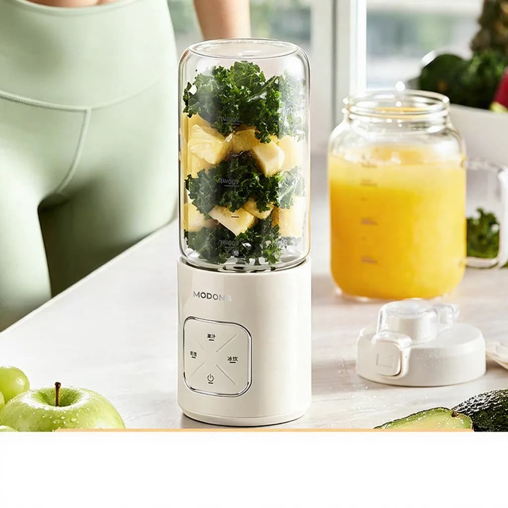 Copo liquidificador portátil sem fio com triturador de gelo e duas copos