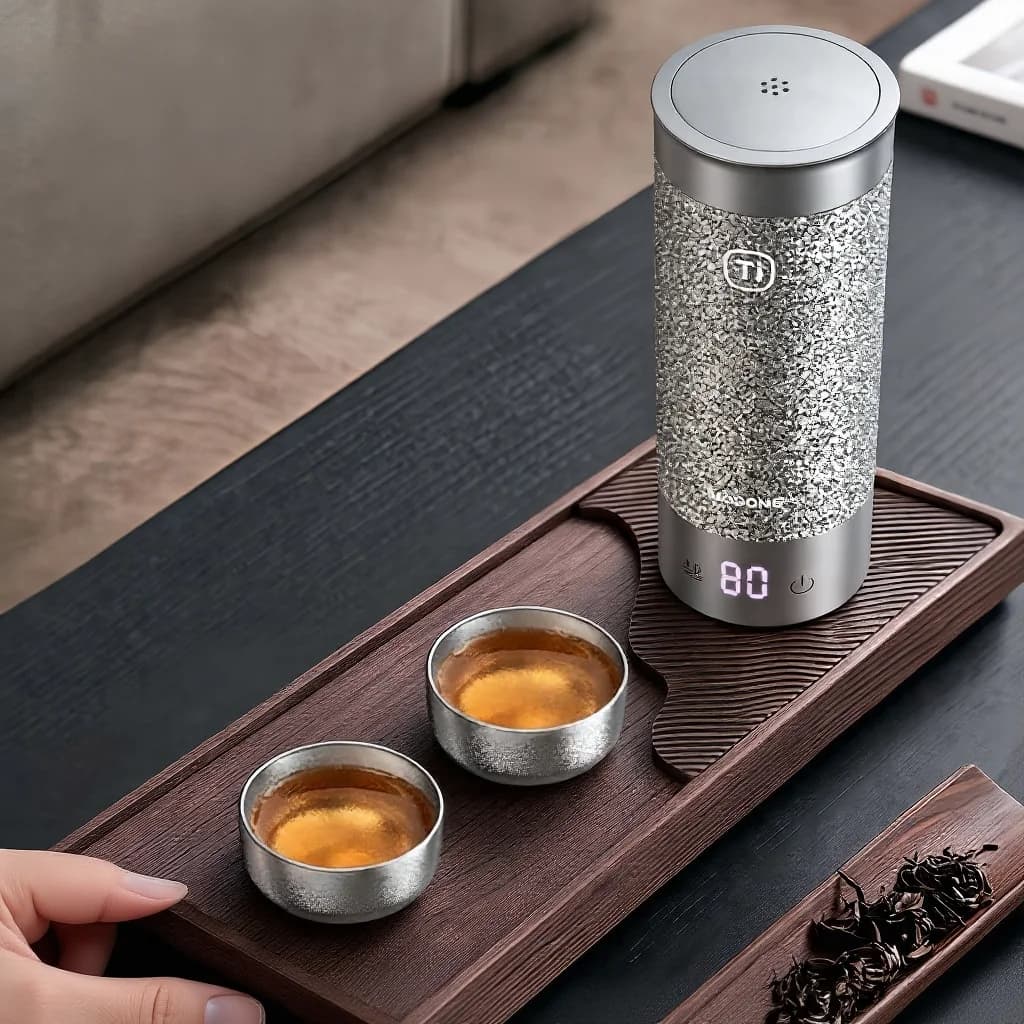 Conjunto de Xícaras de Chá Gongfu de Titânio Puro 55ml Acabamento Natural Feito à Mão