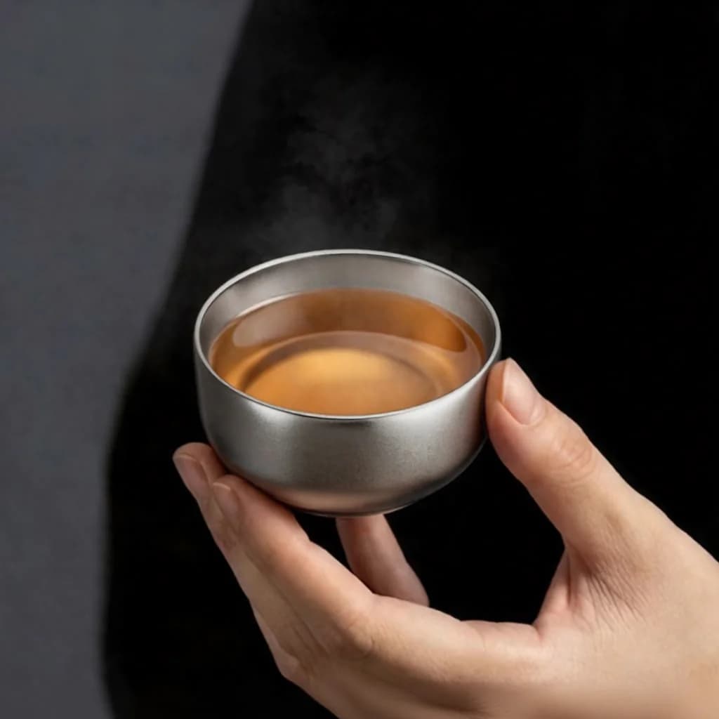 Conjunto de Xícaras de Chá Kung Fu de Titânio Puro, Xícara Dupla 55ml