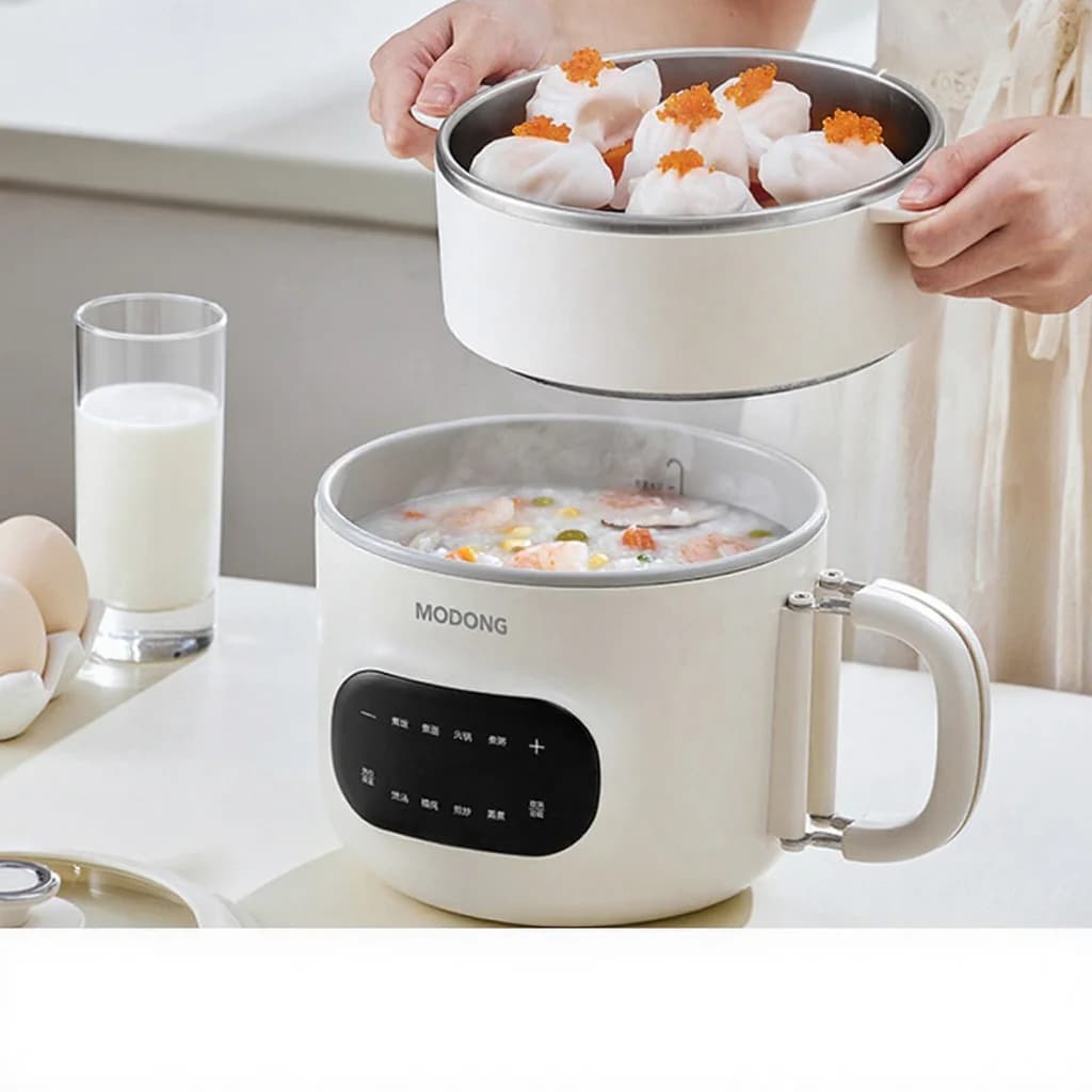 Panela elétrica mini 2L antiaderente com revestimento cerâmico e vaporizador