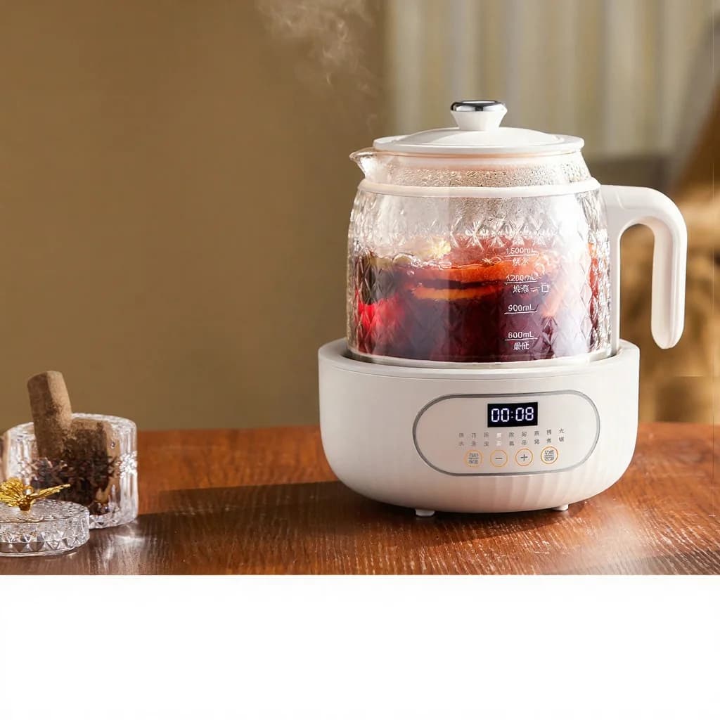Panela Elétrica de Vidro com Tampa Ajustável e Capacidade de 1L