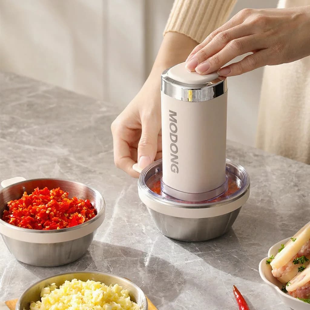 Processador de Alimentos Elétrico com Tigela de Vidro e 4 Lâminas