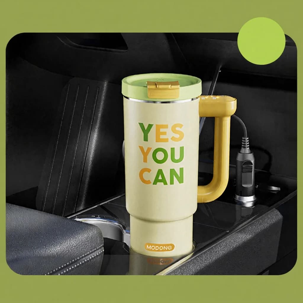 Copo Térmico Elétrico Portátil com Interior em Aço Inoxidável de 680ml