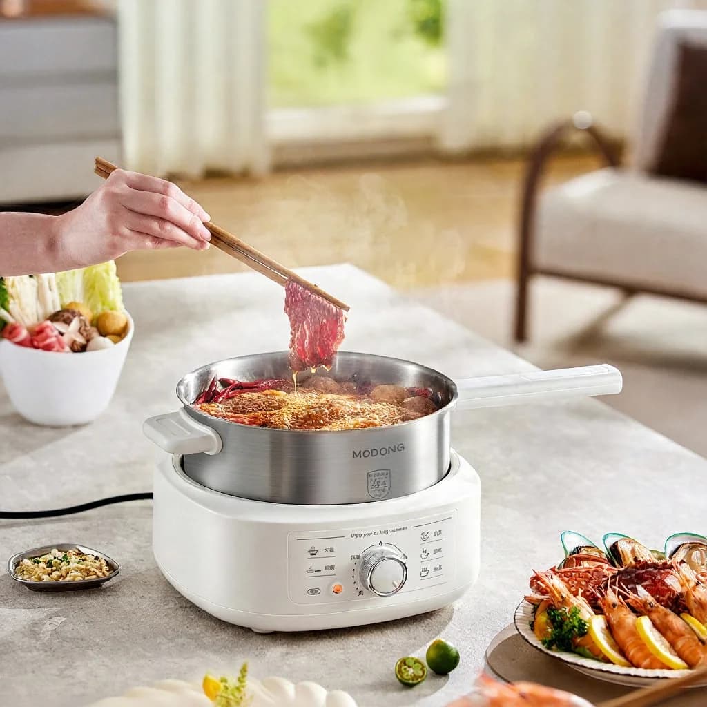Panela Elétrica de Aço Inox com Cesto para Vapor, 3L, 220V