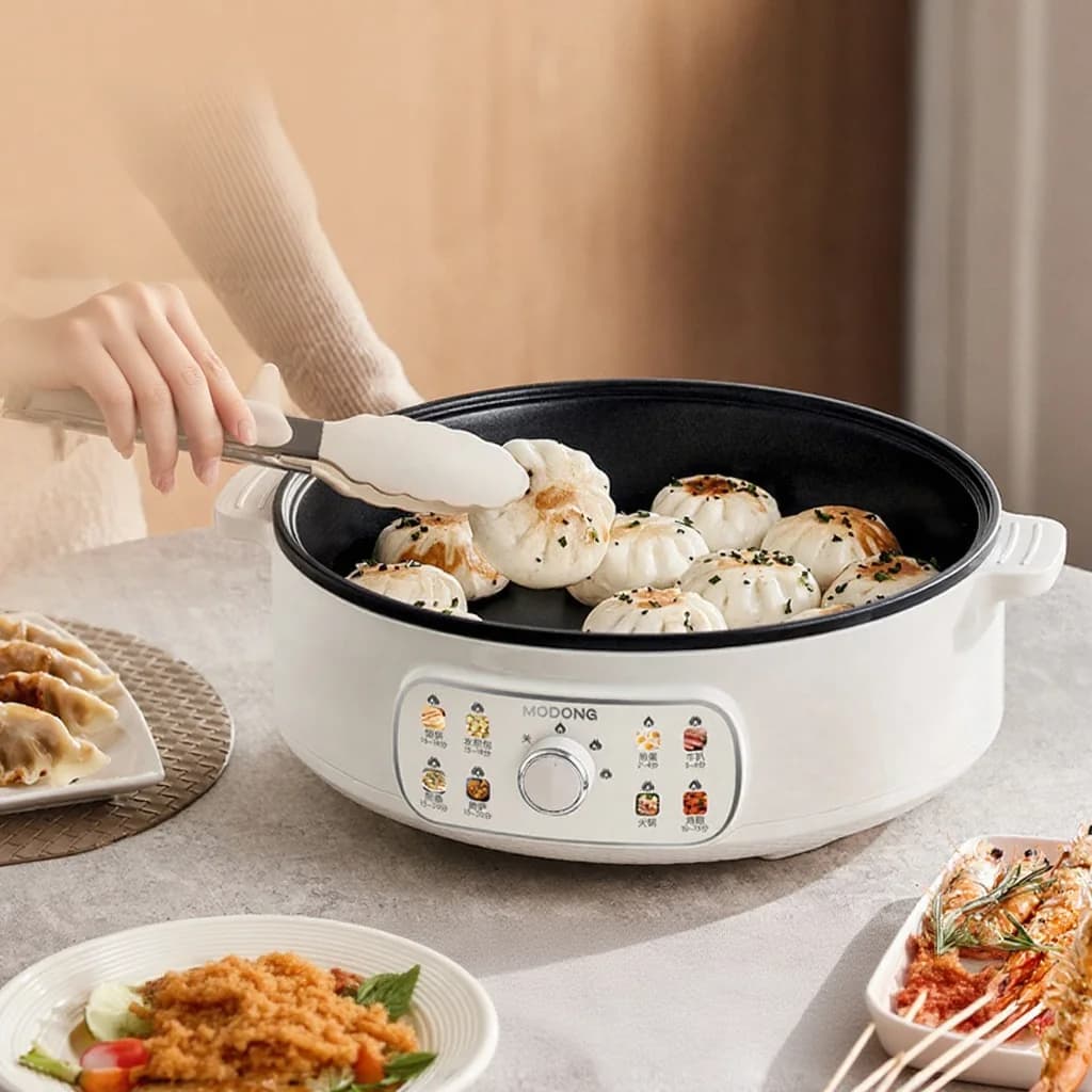 Frigideira Elétrica com Tampa 1800W 3 Níveis de Aquecimento Antiaderente