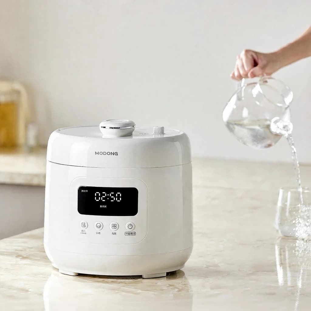 Panela de Pressão Elétrica 4L com Revestimento Cerâmico, 800W, Temporizador 17-24H