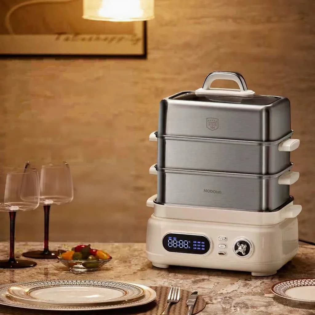 Panela de Cozimento a Vapor Elétrica Inox 3 Andares 18L 220V 1500W