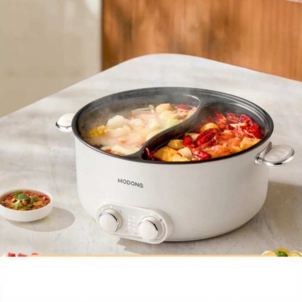 Panela elétrica hot pot 6L com duas zonas e controle independente de temperatura