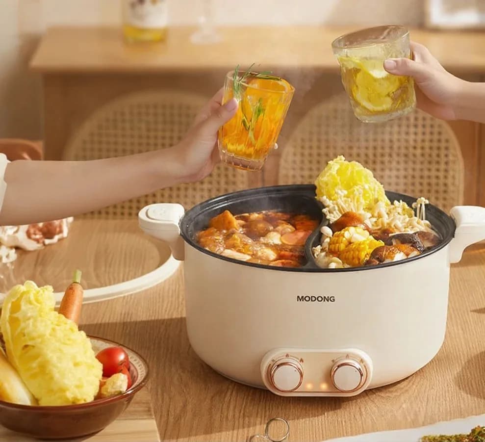Panela Elétrica de Dois Zonas 6L 7L 8L com Controle por Toque