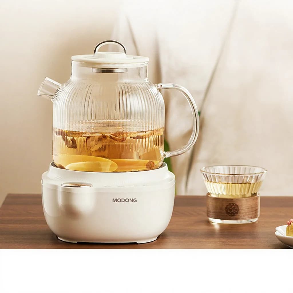 Panela de Vidro Elétrica com Controle de Temperatura e Cozi Vapor de Chá