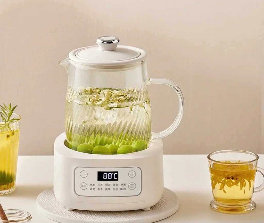 Pote Elétrico de Vidro com Controle por Toque 1-1.5L para Chá