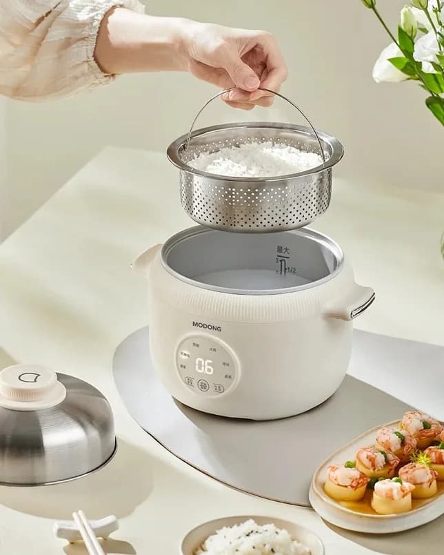 Panela Elétrica Mini de Arroz 1,6L com Cuba Interna de Cerâmica