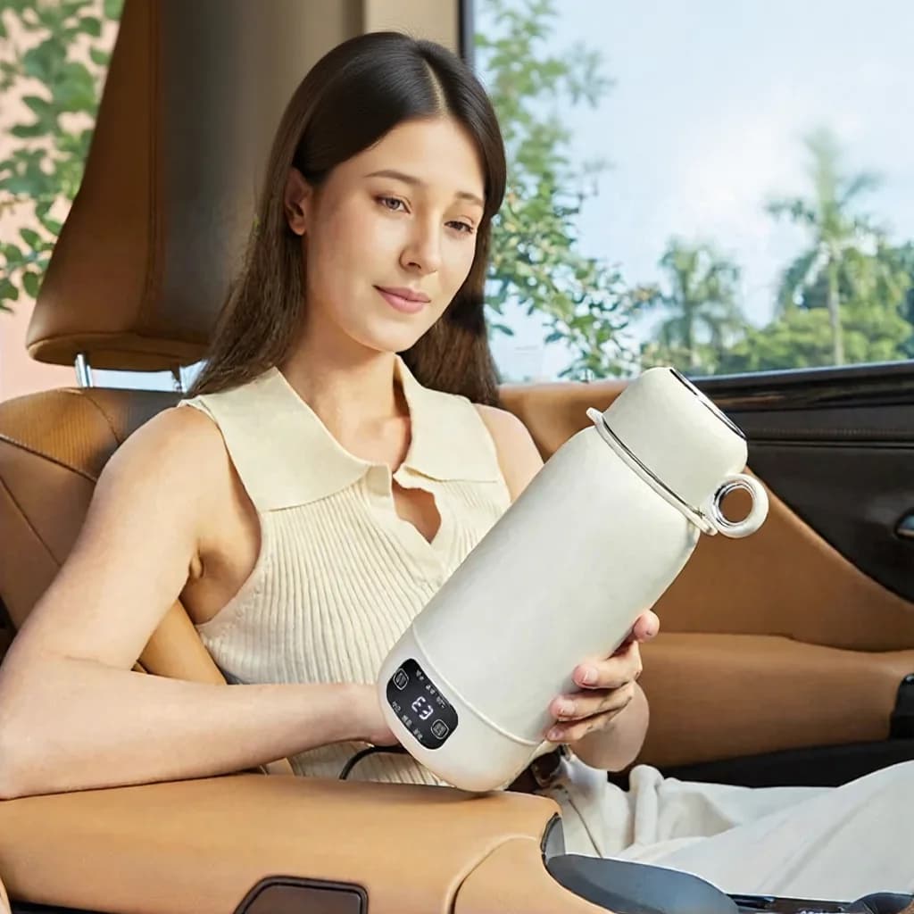 Chaleira Elétrica Portátil de Viagem, Copo Aquecido 1L 316 Aço Inoxidável