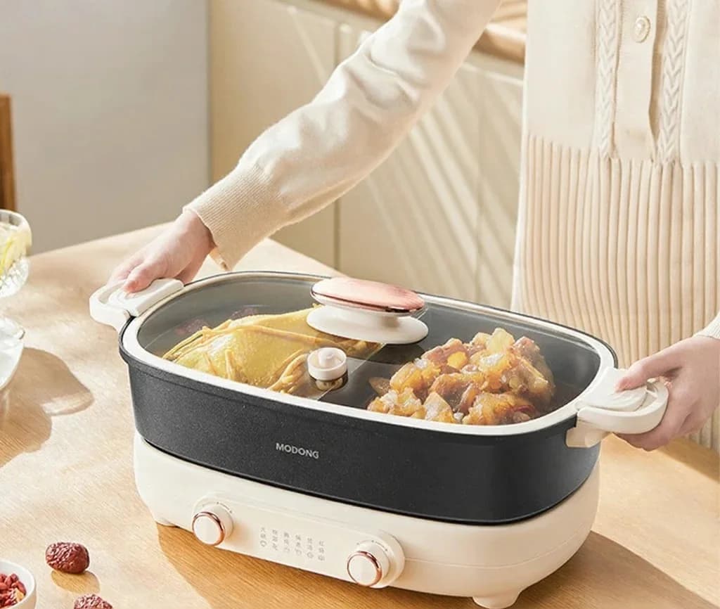Panela Elétrica Dividida 7L com Controle Independente de Temperatura em Duas Zonas