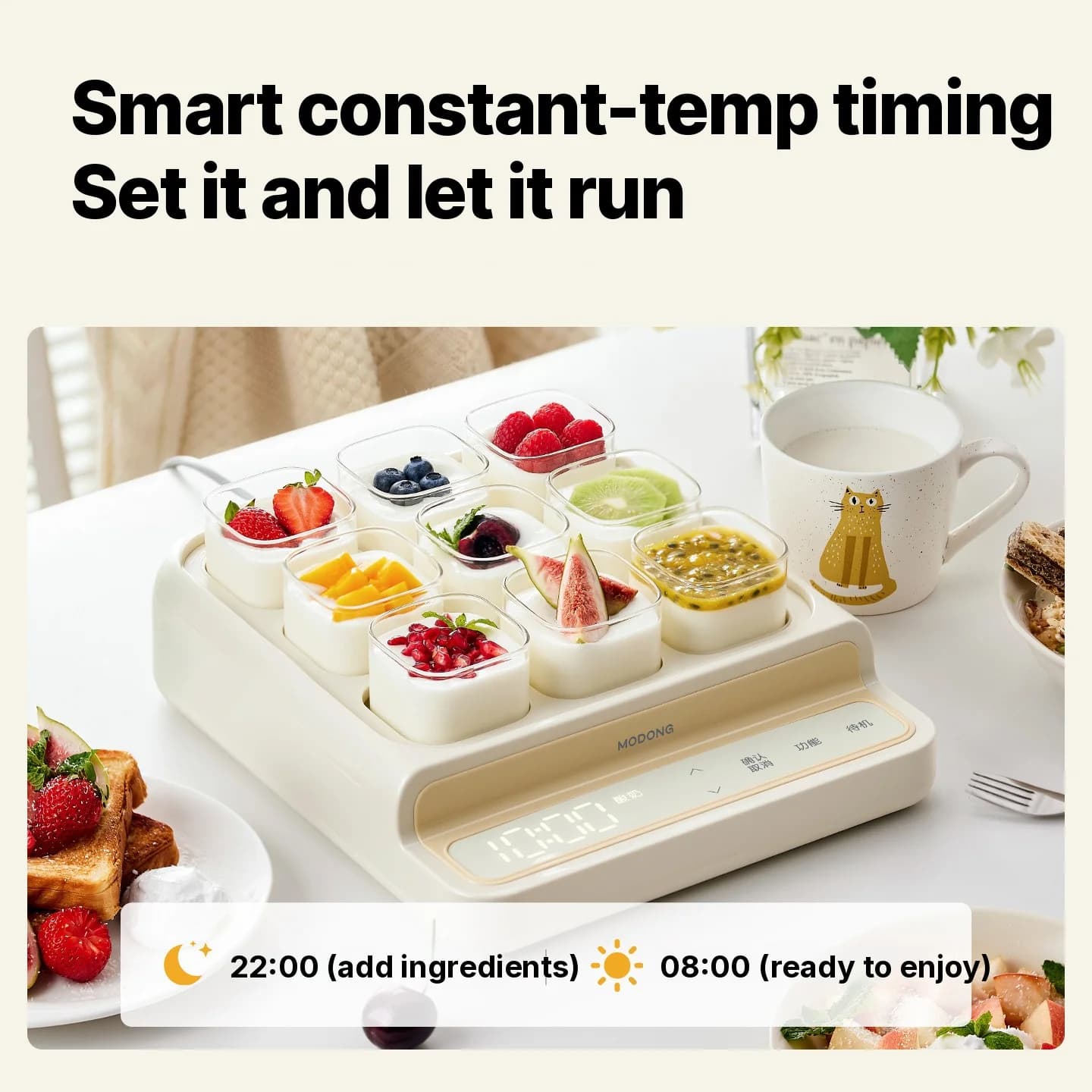 Fazedor de Iogurte 9 Copos com Recipiente Interno de Vidro e Timer