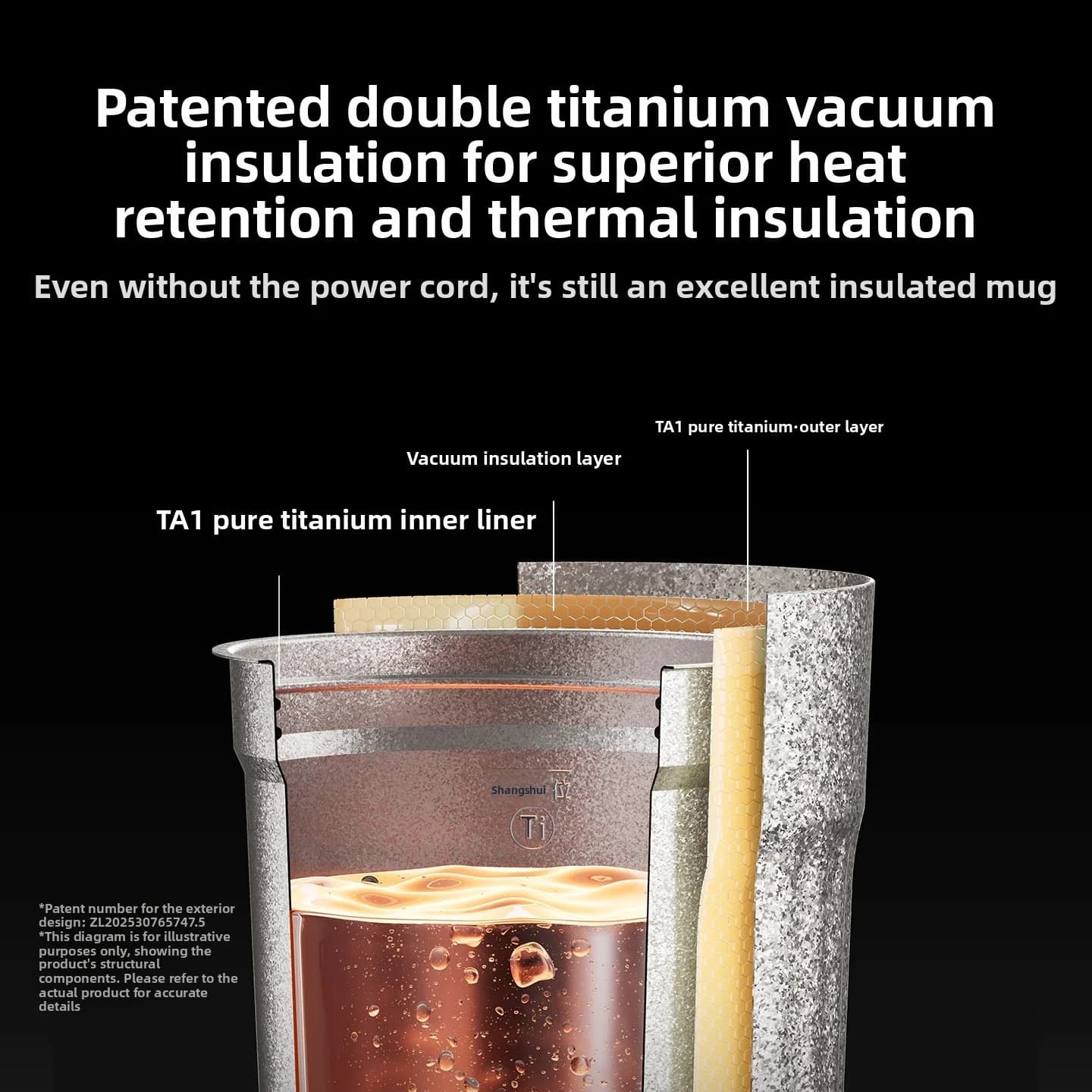 Copo Térmico Portátil de Titânio com Aquecimento Elétrico 400ml e Visor de Temperatura