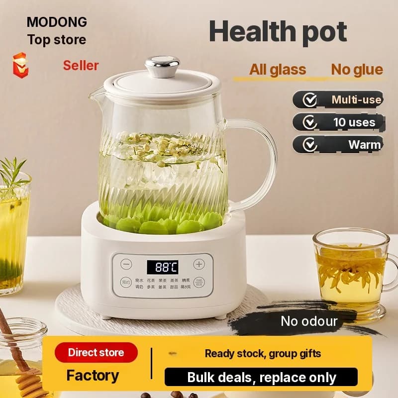 Panela Elétrica de Vidro 1-1,5 L com Controle por Toque para Chá
