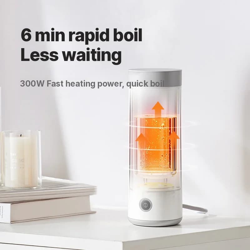 Copo Elétrico Portátil para Aquecer Água 304, Revestimento Interno 300ml
