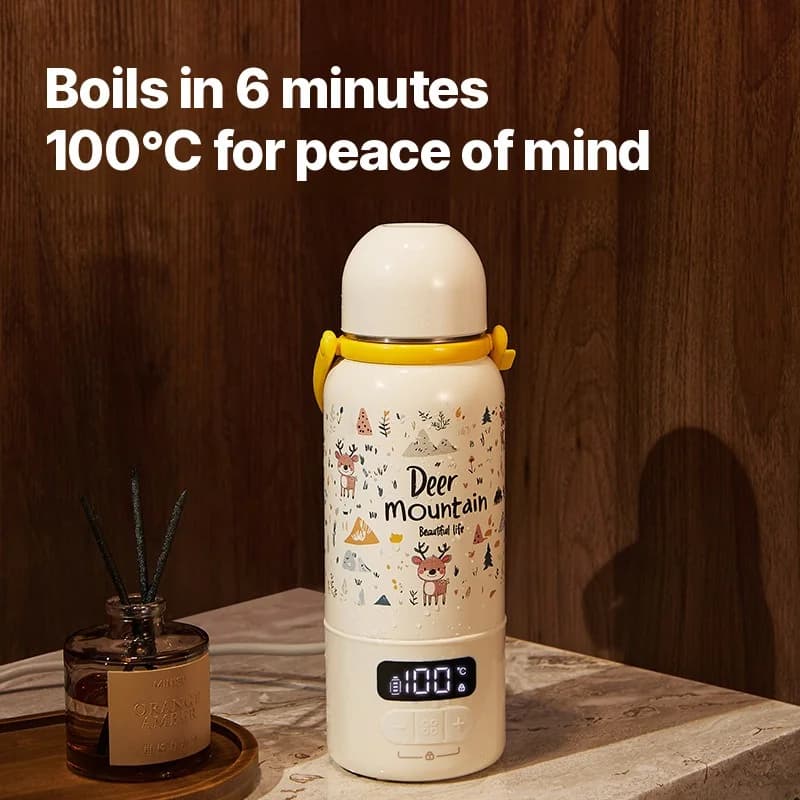 Copo Elétrico Portátil para Aquecer Água com Fervura a 100°C e Termostato