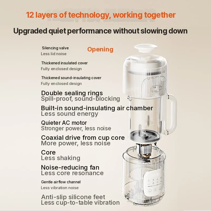 Liquidificador Aquecedor 1.2L com Controle por Toque, Corpo de Vidro