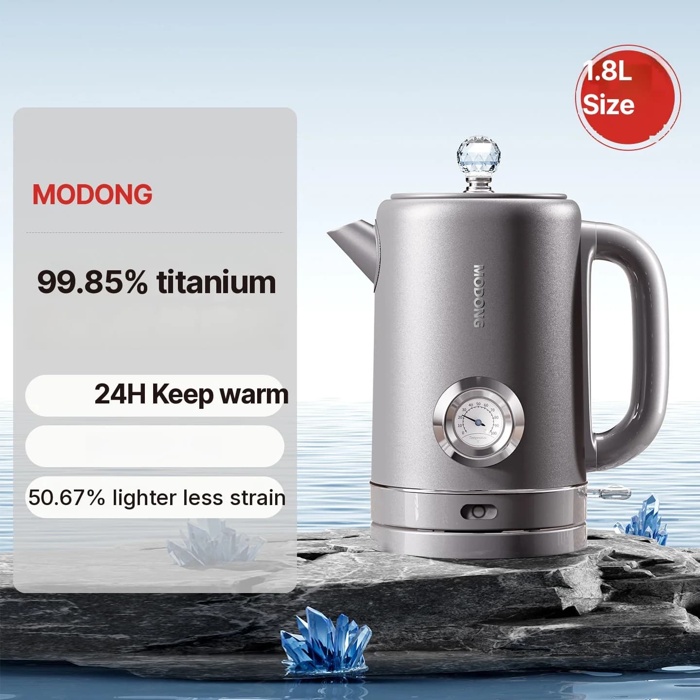 Chaleira Elétrica de Aço Inoxidável 304 1.8L Manter Aquecido 1500W
