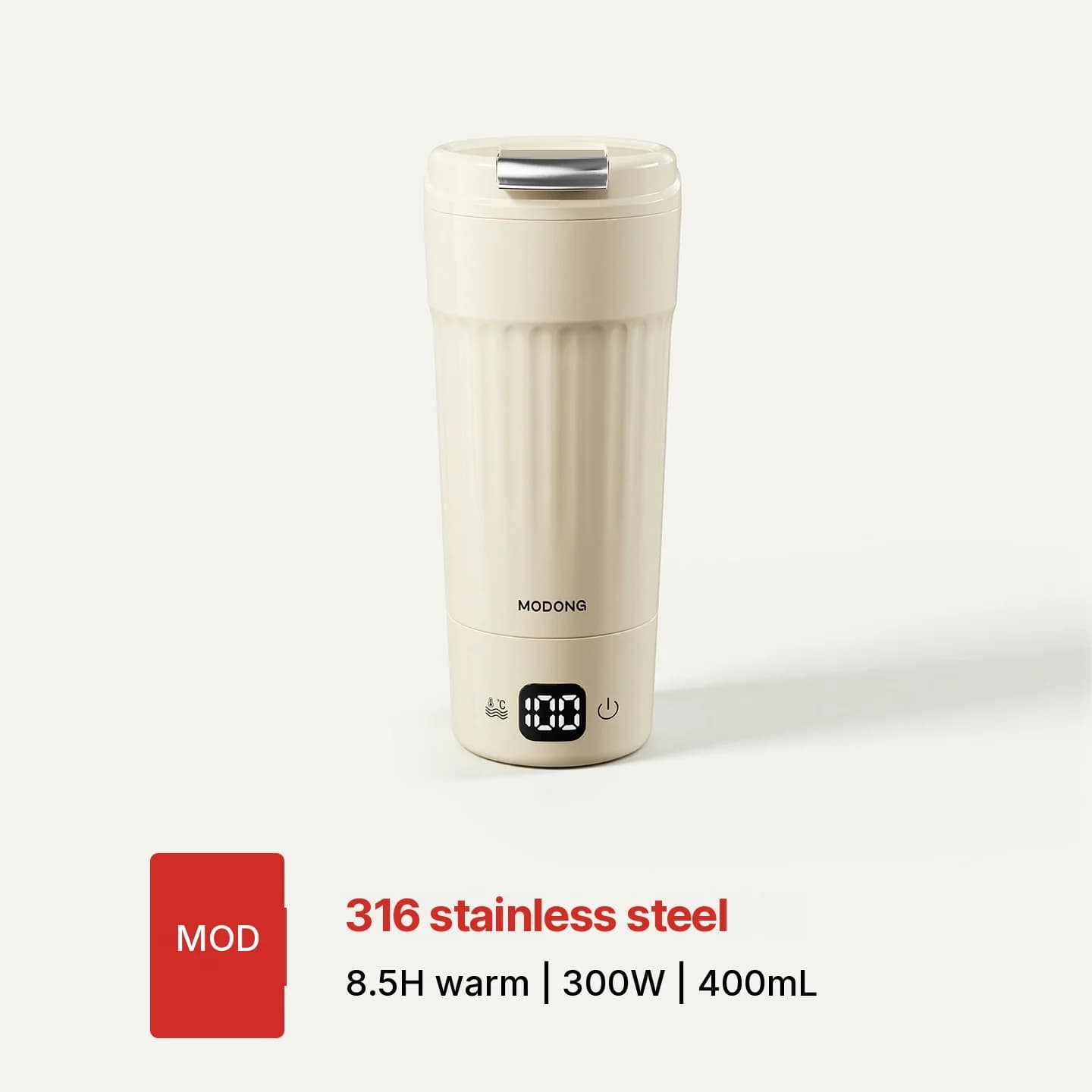 Copo elétrico portátil de aquecimento, 400mL, 7 ajustes de temperatura
