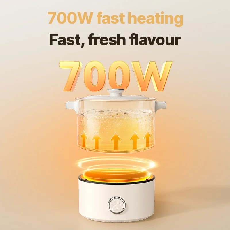 Panela de Cozimento Elétrica Portátil com Frigideira e Grade a Vapor