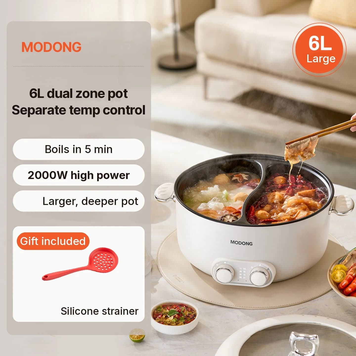 Panela Elétrica Dupla 6L com Controle Independente de Temperatura