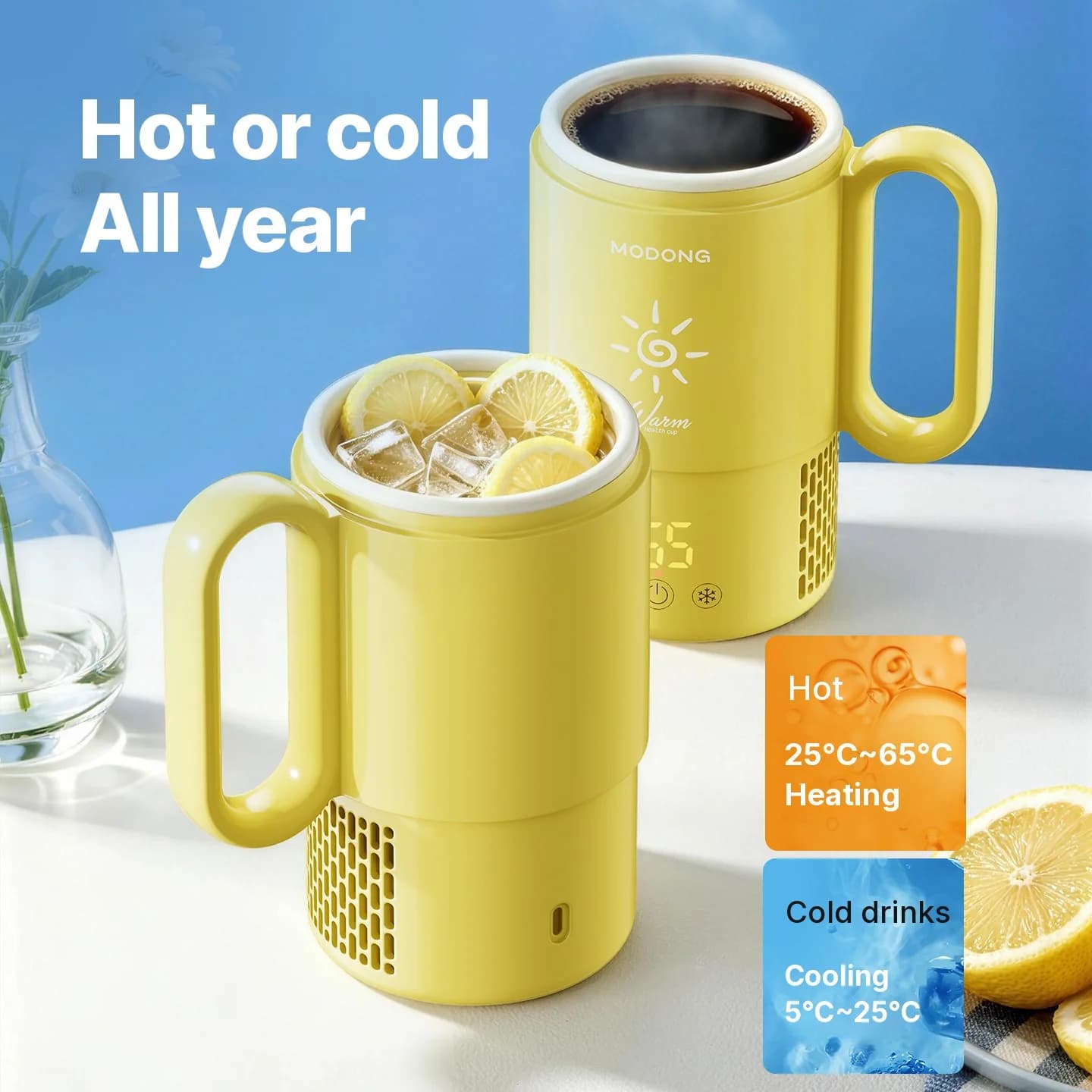 Mini Copo Refrigerador e Aquecedor 450mL 36W Controle por Toque
