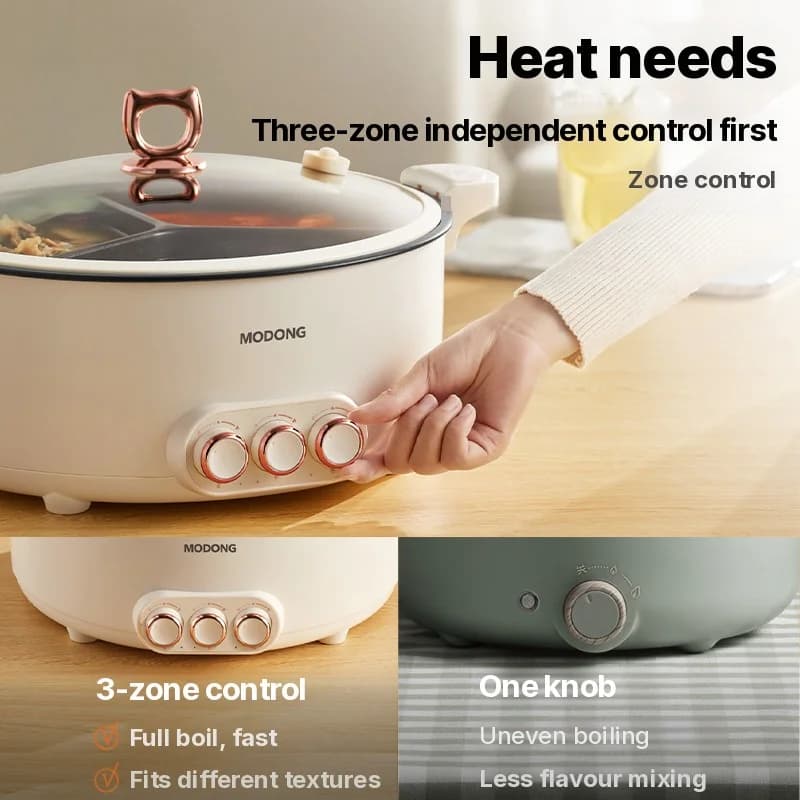Panela Elétrica Dividida 6L-8L, 220V, 5-6 Pessoas