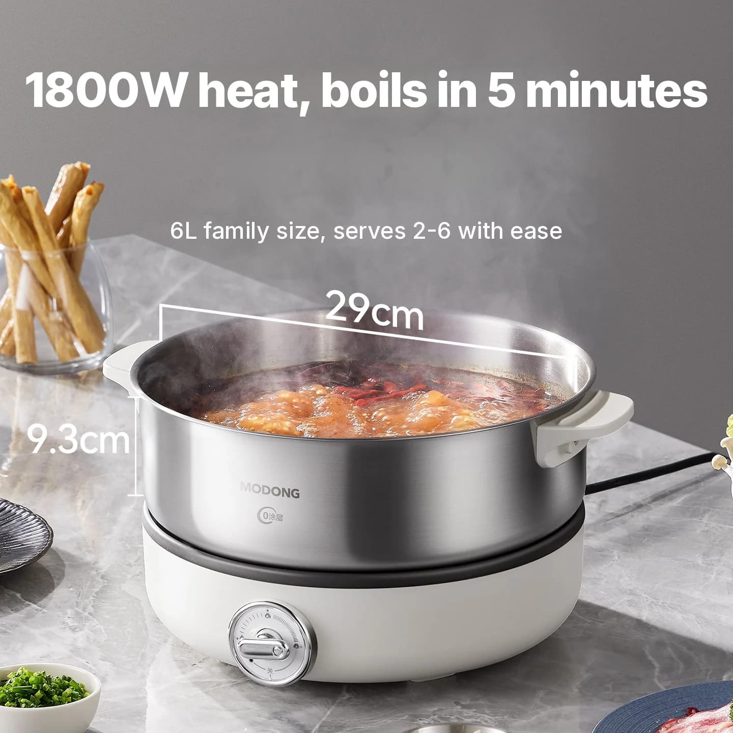 Panela Elétrica Dividida Com Revestimento Interno de Aço Inoxidável 1500W
