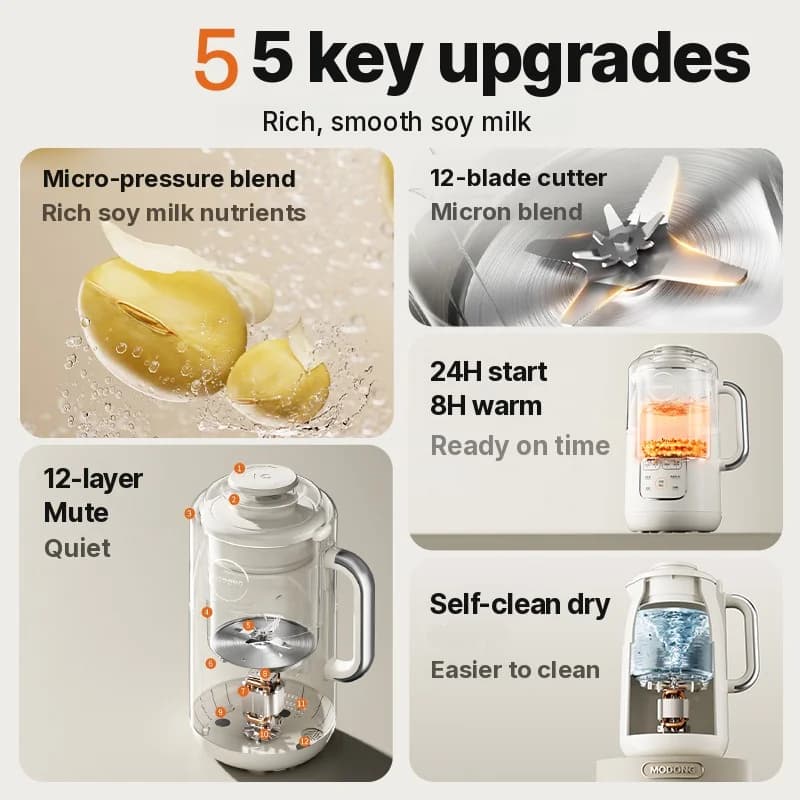 Liquidificador com Aquecimento 1,2L, Controle por Toque, Aço Inoxidável